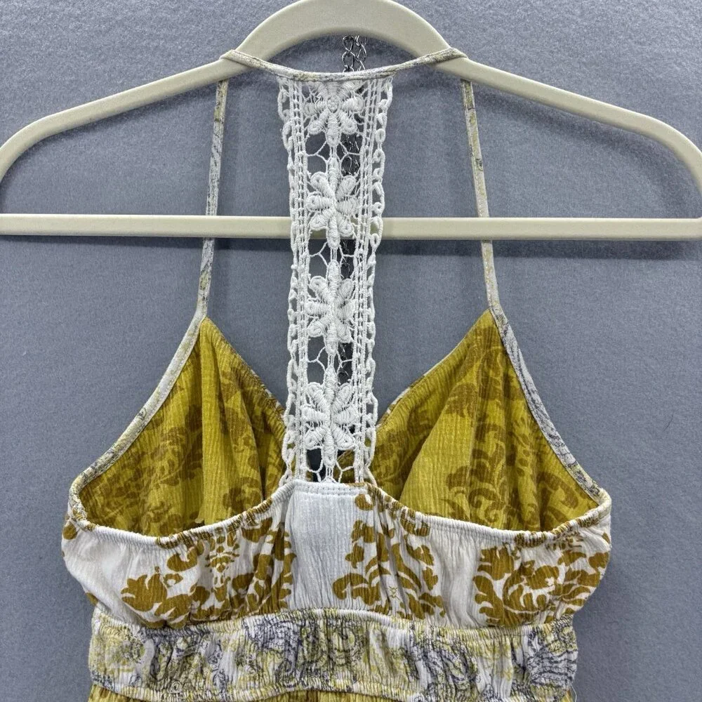 Y2K Vintage Self Esteem Yellow Ombré Halter Tank Crochet Detail Boho SZ Medium - Picture 5 of 10